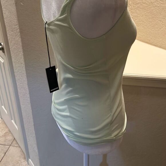 Monroe Women's Size M Narrow Rib Tank Faded Lime Green Casual Basic New - Picture 2 of 6